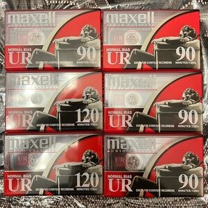 NEW Cassette Tape Maxell Normal Bias UR 90 Minute 135 Meters Set of 6